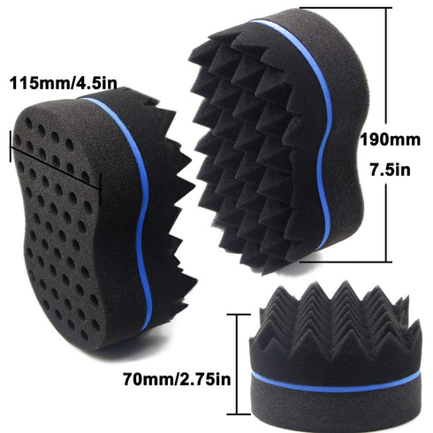 RioRand Hair Sponge Magic Barber Twist Curl Brush Sponge, Blue, 4.5 Inch (Pack of 1)