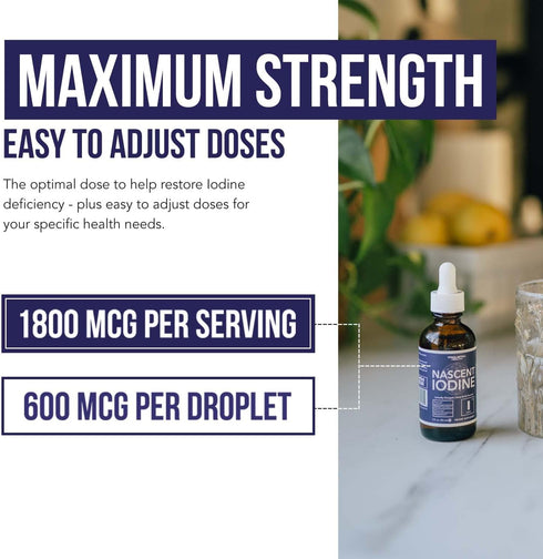 Nascent Iodine Supplement, 400 Servings, Vegan, 1800 mcg - 600 mcg per Drop, Pure Clear Color for Thyroid Health,