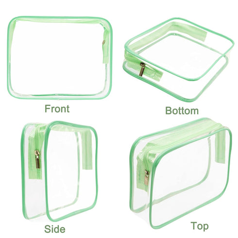 APREUTY Clear Makeup Bags, TSA Approved 6 Pcs Set of Clear PVC Cosmetic Bags with Zipper Handle for Travel