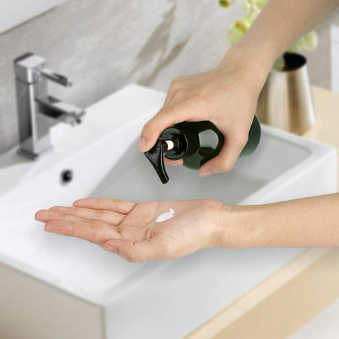 Yebeauty Pump Bottles, 17oz/500ml Liquid Soap Dispenser, Large Empty Plastic Refillable Containers, 2 Pack Green