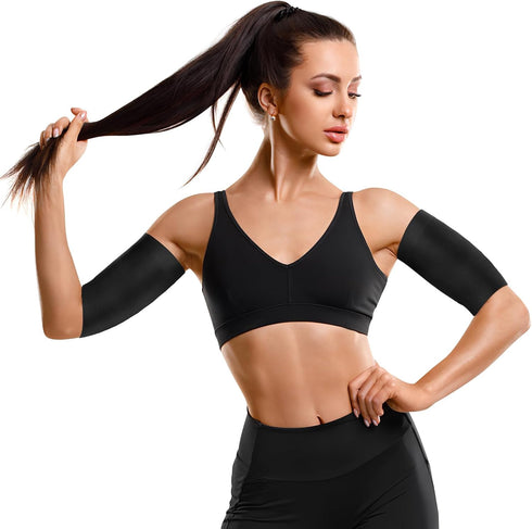 HEALLILY 1 Pair Black Slimming Arm Sleeves, Elastic Compression Arm Shapers for Women Weight Loss Post Surgical