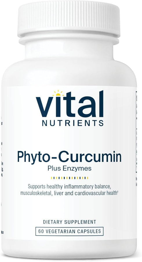 Vital Nutrients Phyto-Curcumin Plus Enzymes, Curcumin Supplements with Phytosome Extract, 60 Capsules