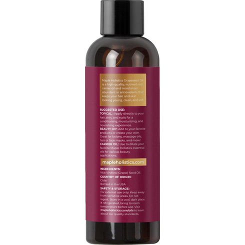 Pure Grapeseed Oil for Skin Care, Cold Pressed Moisturizing Carrier Oil, Natural Vitamin E Anti Aging