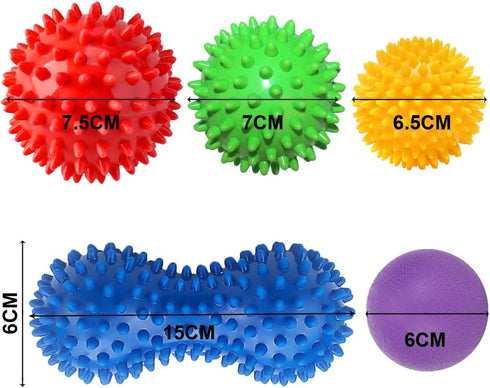 MUMUWIND (7 Packs) Trigger Point Massage Tools - Spiky Massage Balls, Peanut Trigger Point Ball, Fascial Ball, Massage