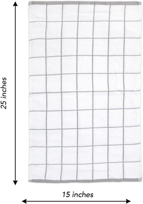 Arkwright Kitchen Tea Towels, Pack of 12, 100% Cotton Terry Dishcloths, Highly Absorbent & Quick Dry, 15 x 25 in, Grey