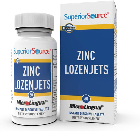 Superior Source Zinc Lozenjets | Zinc (5 mg), Vitamin C (15 mg) | Quick Dissolve MicroLingual Tablets, 60 Count