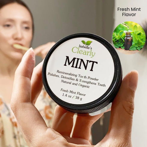 Isabella's Clearly Mint Remineralizing Tooth Powder, Natural Fluoride Free Toothpaste for Adults