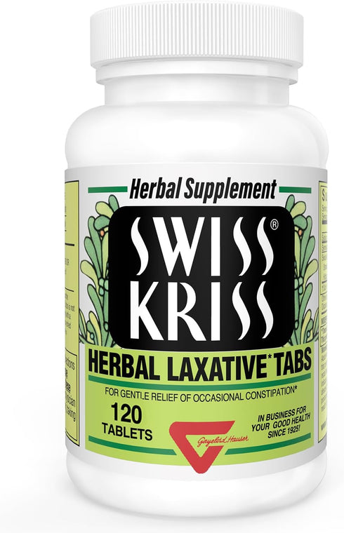 Swiss Kriss Herbal Laxative Tablets, 120 Tablets for Gentle Constipation Relief