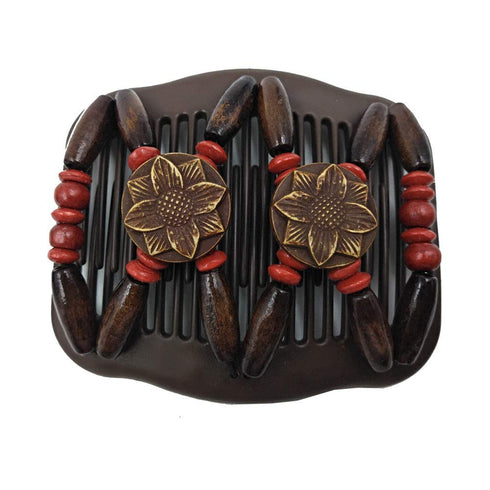 LOVEF 4 Pcs Wood Double Combs, Magic Hair Clips, Bun Maker Hair Accessories