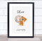 The Card Zoo New Baby Birth Details Christening Nursery Bear Initial O Keepsake Gift Print