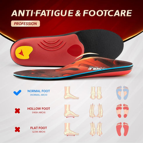VALSOLE Heavy Duty Support Orthotics - 220+ lbs Plantar Fasciitis High Arch Support Insoles for Men Women, Shock