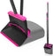 JEHONN Broom with Dustpan Combo Set, Long Handle Lightweight Indoor Broom Set for Home, Kitchen, Office (Rose Red)