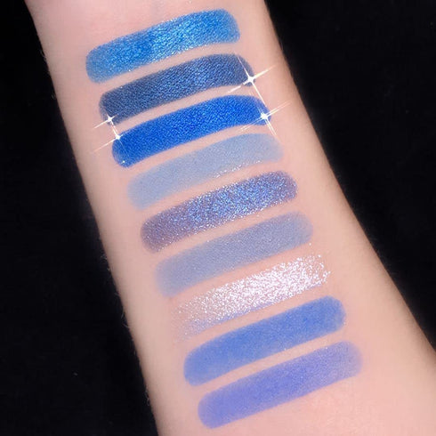 AMY'S DIARY Blue Eyeshadow Palette, Glitter Eye Shadow Makeup, Waterproof Navy Blue Shimmer Palette