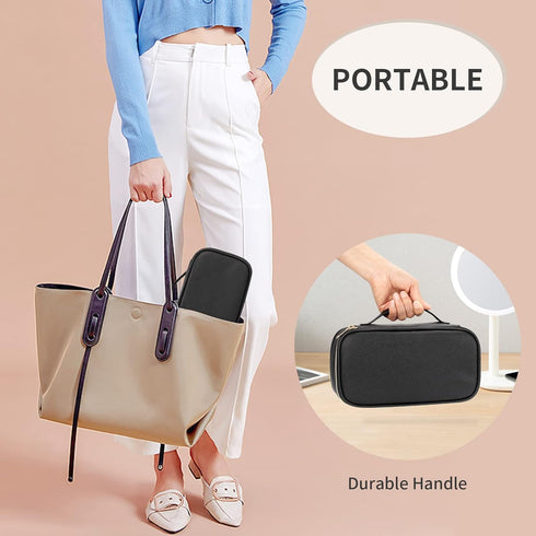 OCHEAL Small Black Cosmetic Bag, Portable Cute Travel Makeup Pouch for Women & Girls, Makeup Brush Organizer