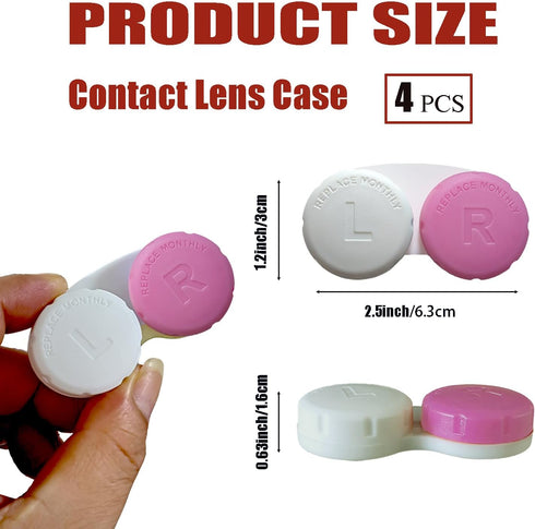 Kuanfine 4 Pack Contact Lens Case Leak Proof Travel Contact Case, Colored Contact Lens Storage Holder Container(Multi