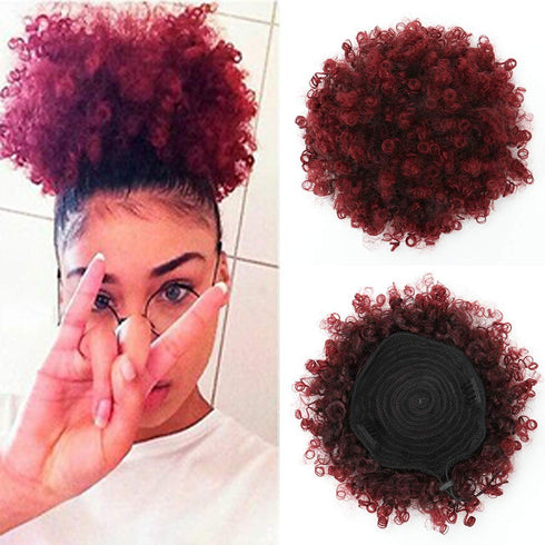 THEMIS HAIR Afro Puff Drawstring Ponytail for Black Women - High Puff Short Ponytail Bun for Natural Hair