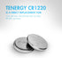Tenergy CR1220 3V 5 Count Lithium Button Cell Battery, for Keys, Watches, Accessories