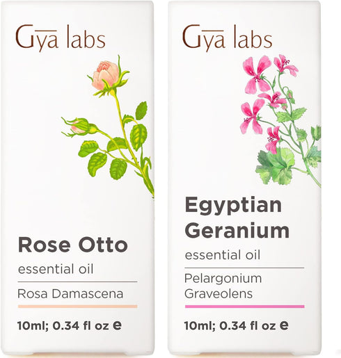 Rose Essential Oils for Skin Use & Geranium Oil for Skin Set