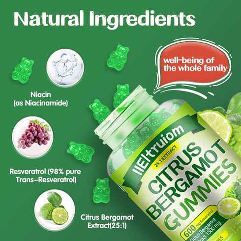 IIEltruiom 1500mg, Gummies 25:1 120 Count Citrus Bergamot Citrus Bergamot for Healthy Cholesterol, Bergamot Supplements