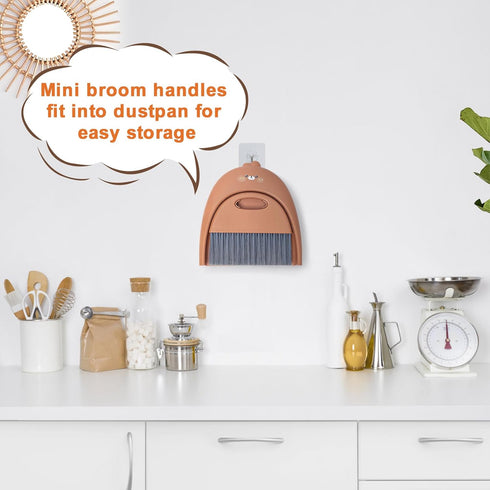 Mini Dustpan and Brush Set, Small Handheld Dust Pan with Broom for Home, Kitchen, Desktop, and Pet Cages (Cute Animal)