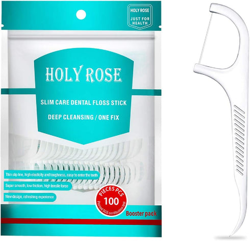 Travel Dental Floss Picks - Refill Bagged Floss Sticks, Holy Rose High Toughness Flosser, 300 Count for Teeth Hygiene