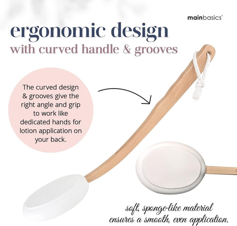 MainBasics Back Lotion Applicator - Long Handle, Washable for Self and Elderly Use with Cream