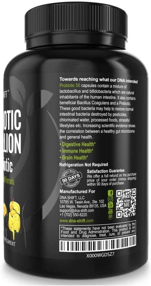 Probiotics for Women and Men - 11 Strains, 50 Billion CFU, Digestive Health Supplement - 30ct