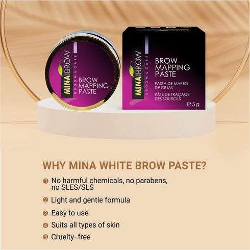 MINA White Mapping Brow Paste 5g, Draw or Sketch the Right Shape of the Eyebrow, Brow Mapping String, Eyebrow Contour