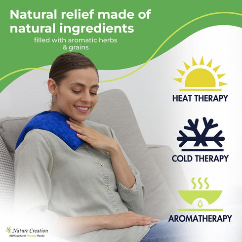 Nature Creation Reusable Microwave Heat Pad, Microwave Heating Pad for Neck & Shoulders, Cold Compress & Hot Pack, Blue