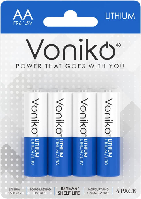 Voniko AA Batteries, 4 Pack 1.5V Lithium AA BatteriesHigh Performance Double A Long
