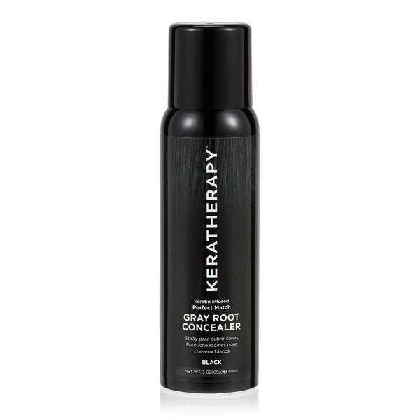 Keratherapy Keratin Infused Perfect Match Gray Root Concealer Spray, Black, 3 oz, Temporary Scalp Concealer