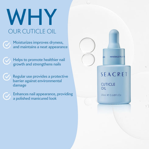 SEACRET CUTICLE OIL, Dead Sea Mineral Nail Care Treatment with Calendula, Argan, and Vitamin E, 20ml
