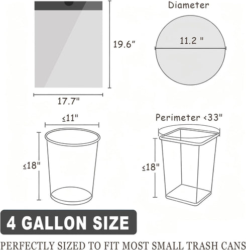 mufanyu 4 60 Counts 4 12-15 Gallon Drawstring Trash Bags, Gal Unscented White Small Garbage Bags, Small Trash Can Bin