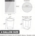 mufanyu 4 60 Counts 4 12-15 Gallon Drawstring Trash Bags, Gal Unscented White Small Garbage Bags, Small Trash Can Bin