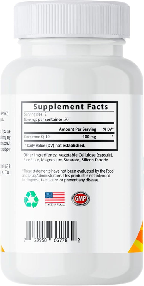 CoQ10 Powerful Antioxidant, Support Wellness Functions, Promotes Energy (Capsules 400mg)