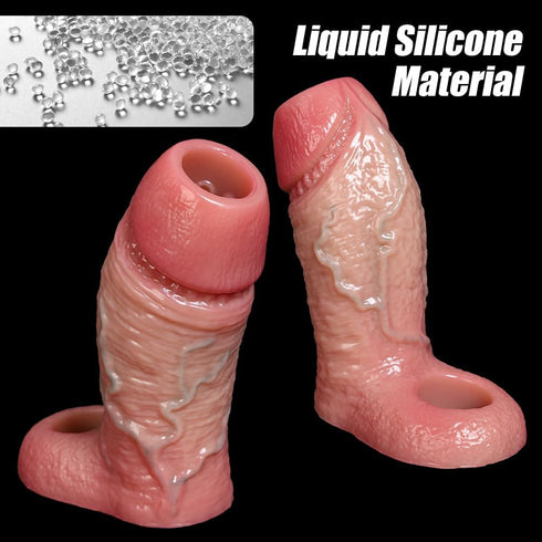 Linsetoy 6.7'' Girth Thick Realistic Penis Sleeve Cock Sleeve,Cock Ring Penis Extender Ultra-Soft Silicone Cock Sleeve