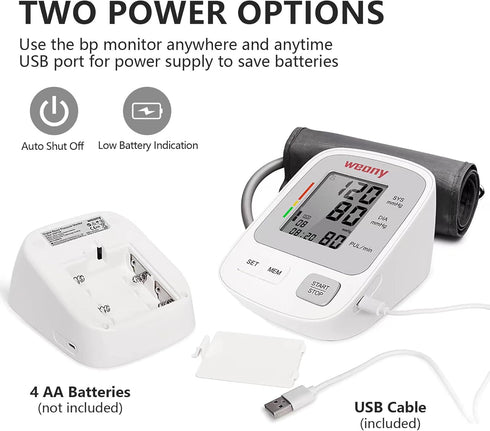 Blood Pressure Machine Upper Arm Large Cuff, Automatic Monitor with LCD Display, 198 Sets Memory