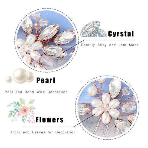 JAKAWIN Pearl Bride Wedding Hair Pins, Bridal Hair Piece Accessories for Women, HP065 (Rose Gold)