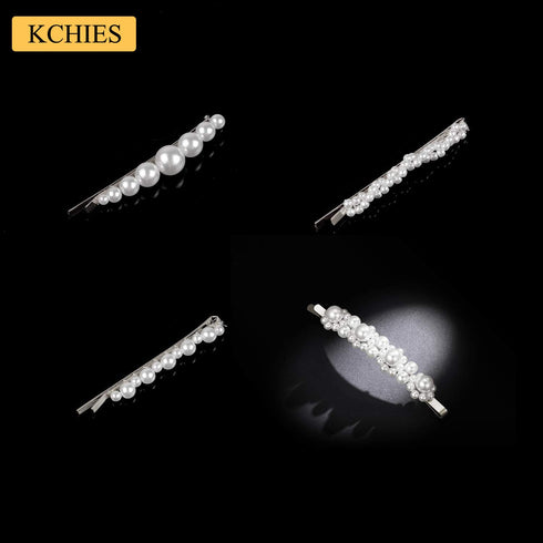 Pearl Hair Clips Barrettes, Silver Wedding Decorative Bobby Pins for Women Girls, 6pcs Hair Styling Accessories