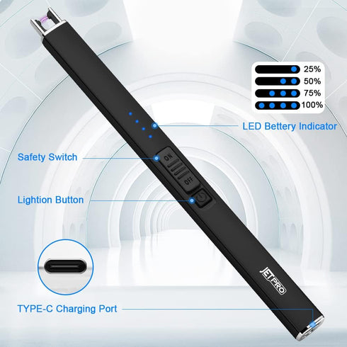 Electric Arc Windproof Lighter, Flameless USB Rechargeable Lighter with Safety Lock for Camping