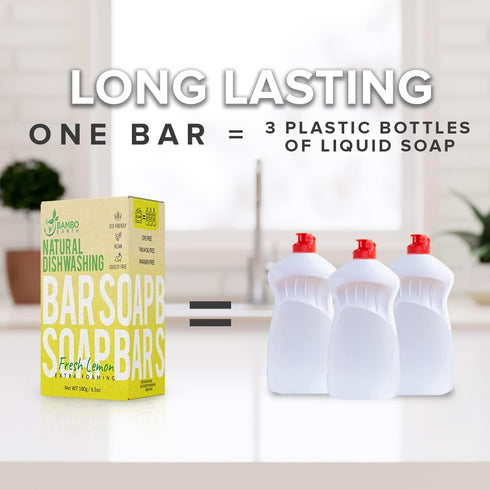 Natural Non-Toxic Dish Washing Block Soap, Vegan, Cruelty-Free, Eco-Friendly, Zero Waste, Lemon Pack of 1