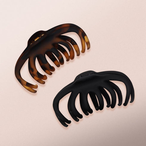Kitsch Octopus Hair Clips Large Claw Clips for Thick & Thin Hair 2pcs Black & Tortoise