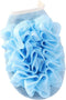 Exfoliating Mesh Pouf Sponge Bath Shower Pouf 2 in 1 with Elastic Hand Strap for Women Men Kid (Blue)