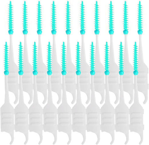 200PCS Interdental Brushes, Double-Ended Silicone Toothpick Dental Floss Pick with Disposable Bristles