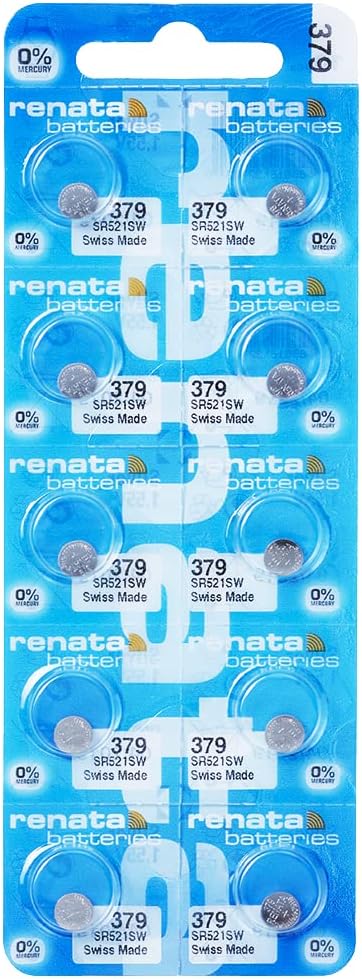 Renata 379 SR521SW Silver Oxide Watch Battery - 10 Count, 1.55V