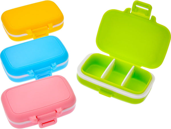 JOVITEC 4 Pack Small Pill Cases - Plastic Waterproof Pill Organizer Box with 3 Removable Compartments