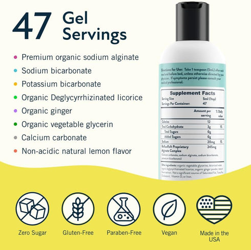 Acid Reflux Therapy with Organic Alginate, Rapid & Long Lasting GERD, LPR & Digestion Symptom Support, Zero Sugar,