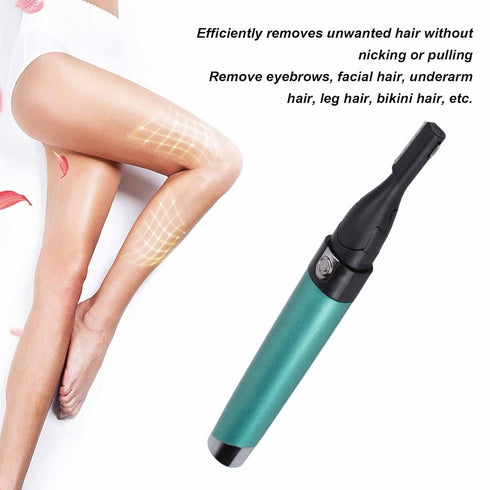 Yinhing Electric Eyebrow Trimmer,Portable Facial Hair Remover Trimmer Painless Shaver Kit for Women Men Lips Armpit Leg Body,Battery Operated (Green)