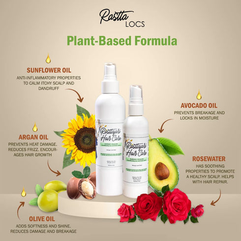 Rastta Locs Rosewater and Mint Conditioning Loc and Body Spray - Tropical Mint Fragrance for locs, type 4 hair, Braids,