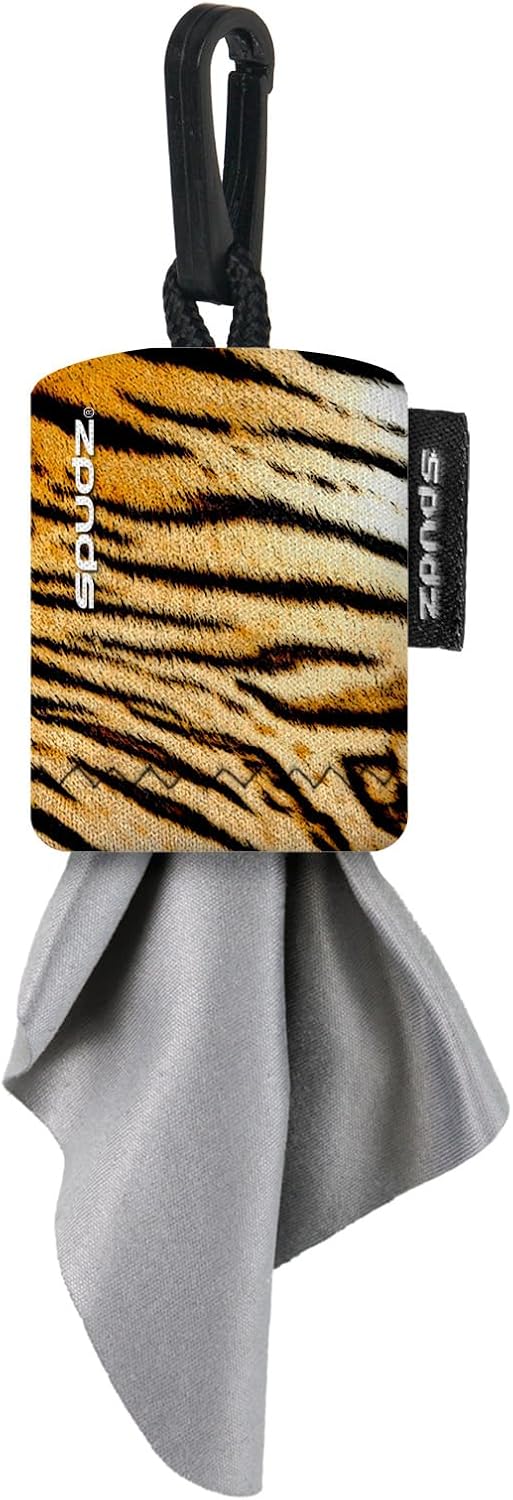 SPUDZ Classic Microfiber Cloth Screen Cleaner and Lens Cleaner, Open Bottom, Tiger, 6 x 6 Inches